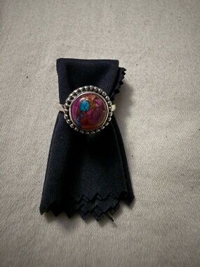 925 Sterling silver ring with kingman pink dahlia turquoise stone